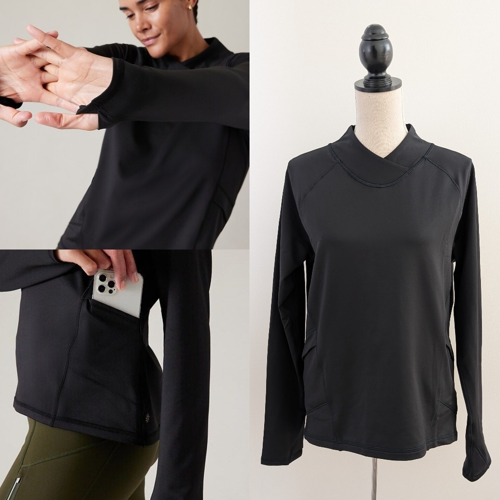 Like New Athleta Whistler Cross Neck Long Sleeve Top Sz M